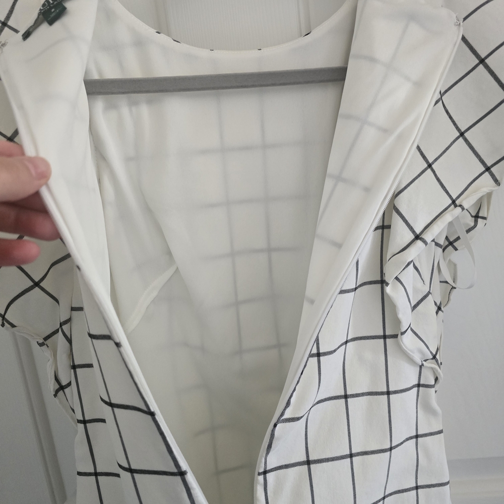 Lauren Ralph Lauren white and black windowpane dress size 2 lined knee length - Picture 9 of 10